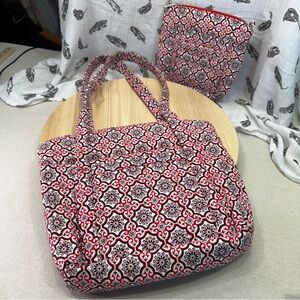 Stylish Red & Black Patterned Women's Bag Set